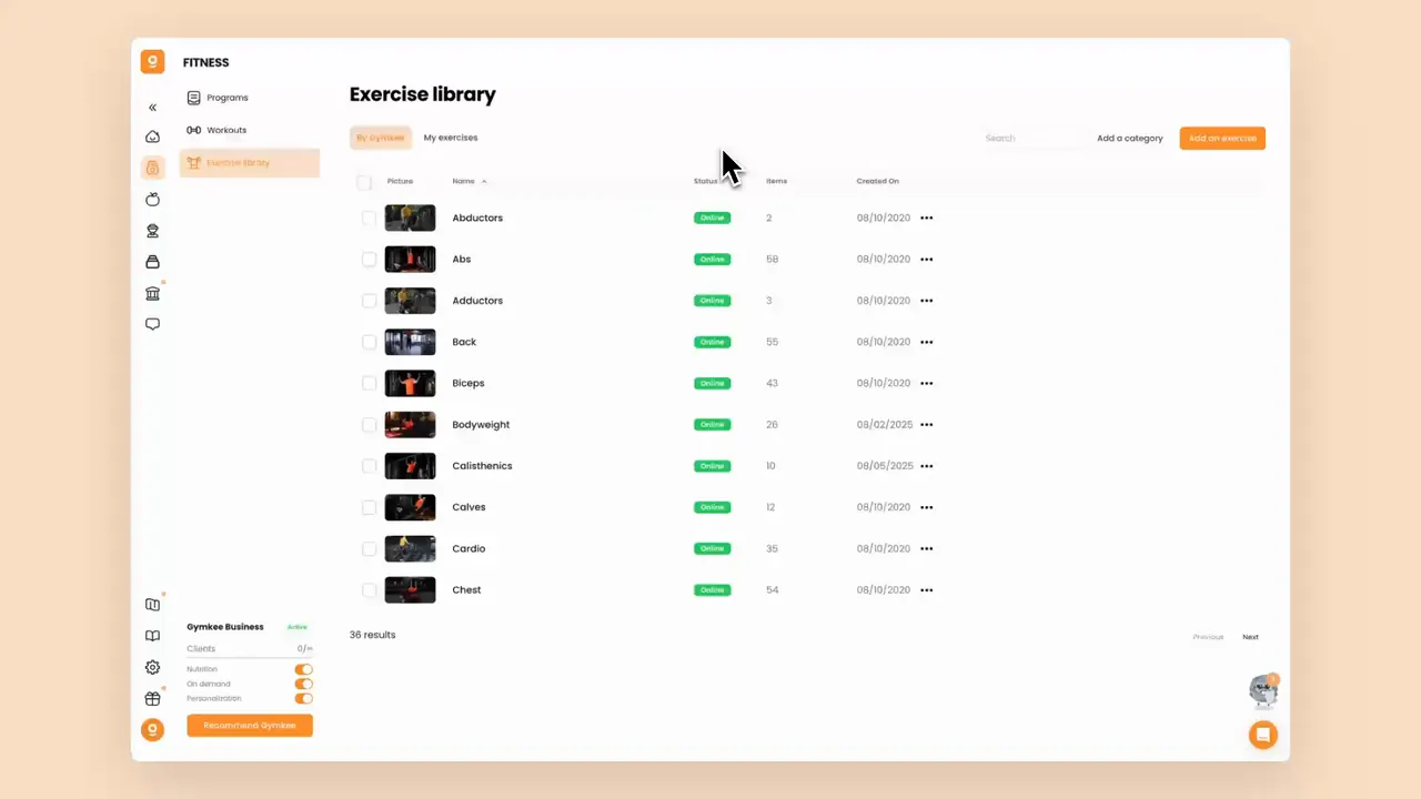 Adding custom exercises in Gymkee