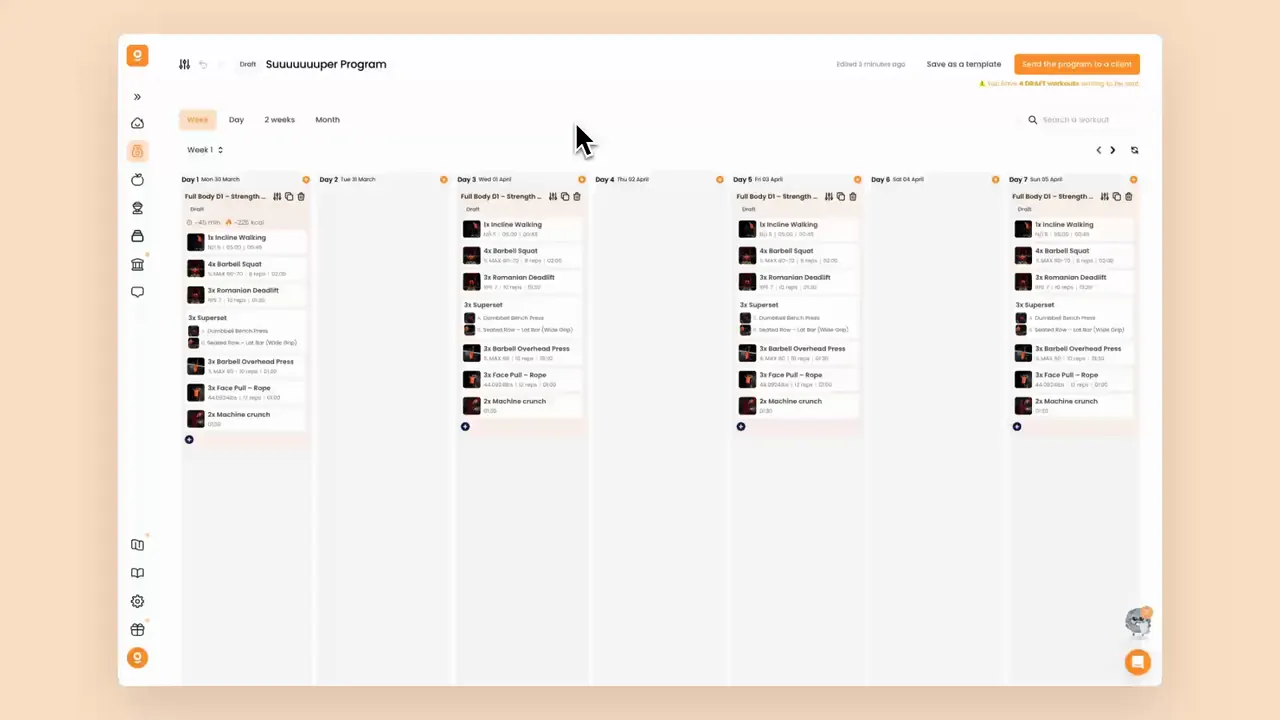 Duplicating weeks in a Gymkee program