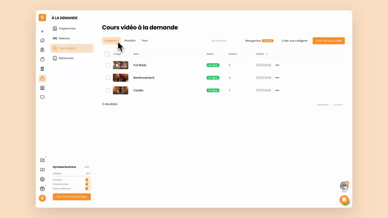 On-demand fitness courses in Gymkee