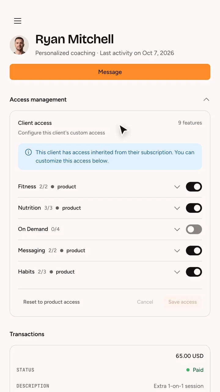 Managing access to on-demand content in Gymkee